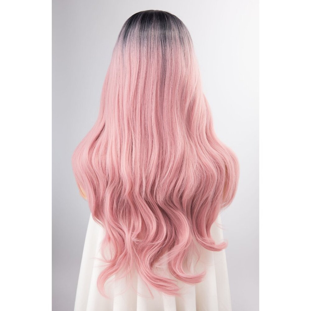 24" Pastel Pink Ombre Lace Front Wavy Wig | Kelly - Picture 8 of 11